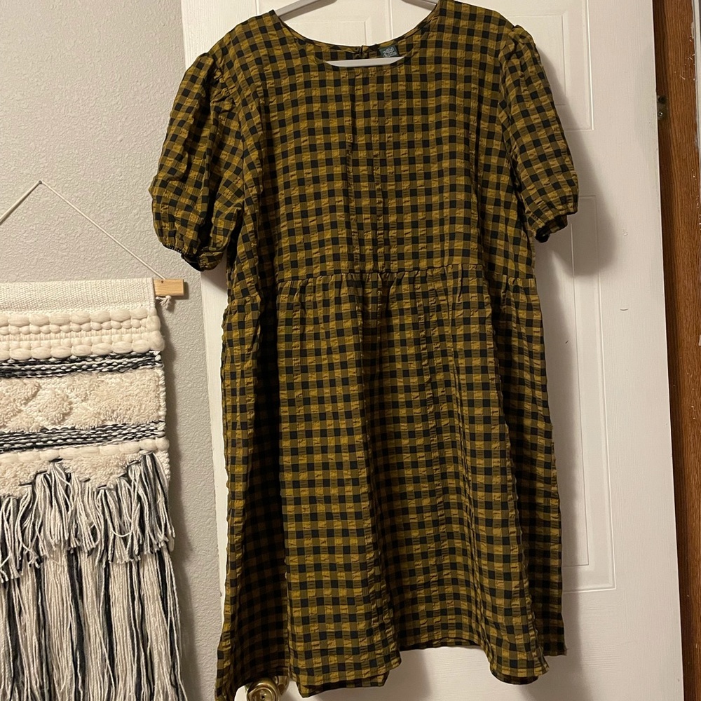 Black and mustard yellow plaid tunic